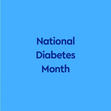 深蓝色文字“全国糖尿病月”，蓝色背景